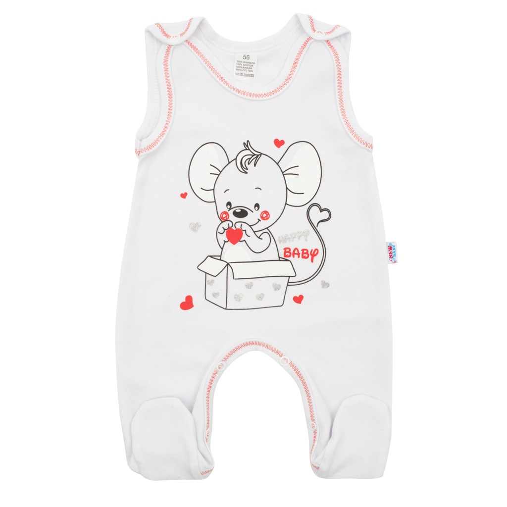 Dojčenské dupačky New Baby Mouse biele-62 (3-6m)