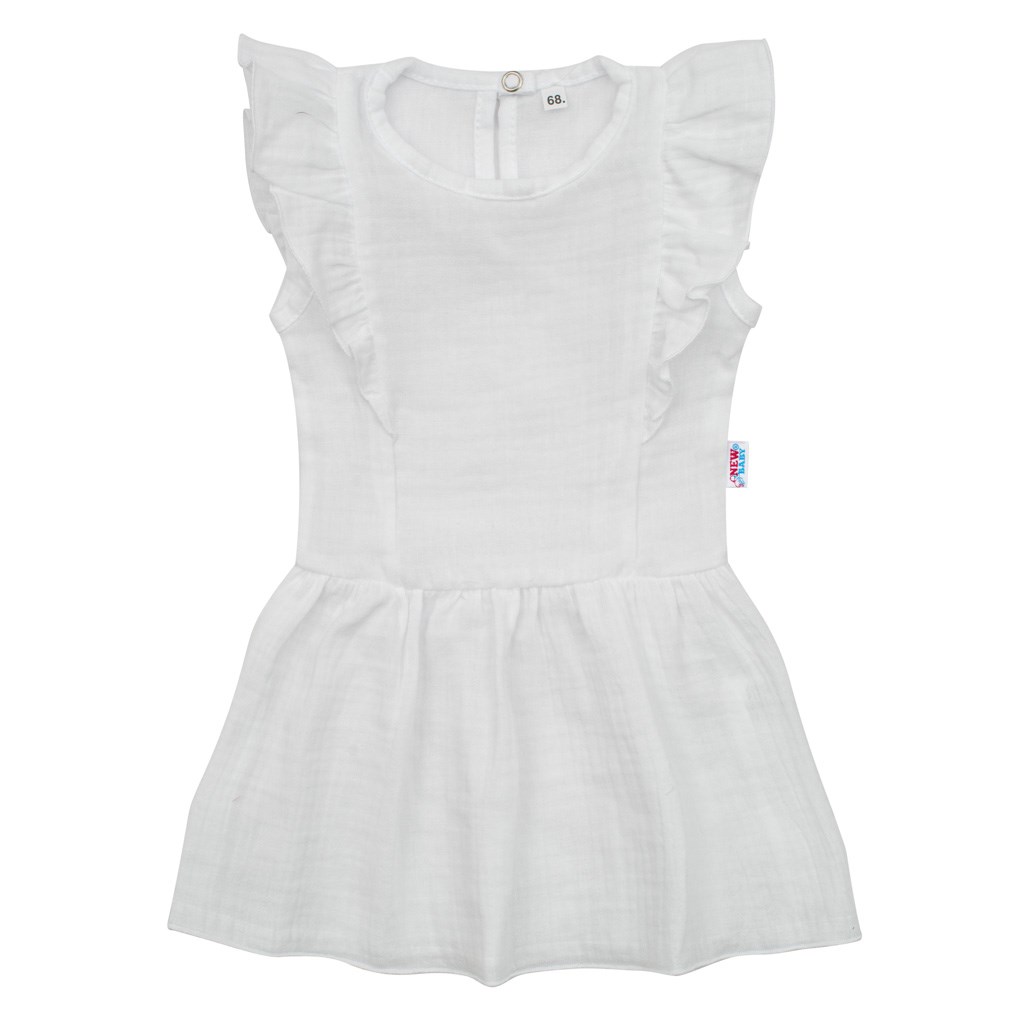Dojčenské mušelínové šaty New Baby Summer Nature Collection biele-56 (0-3m)