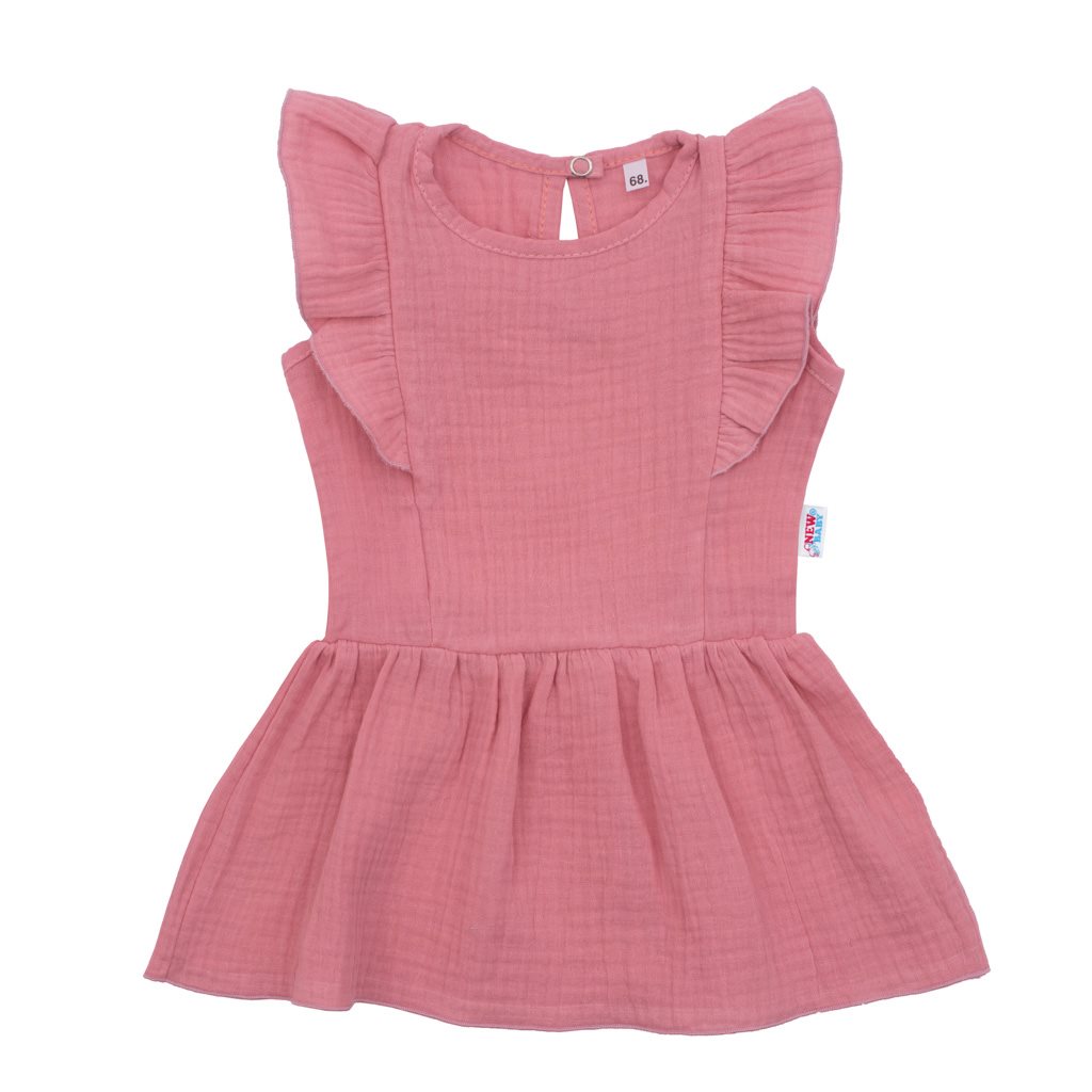 Dojčenské mušelínové šaty New Baby Summer Nature Collection ružové 56 (0-3m)