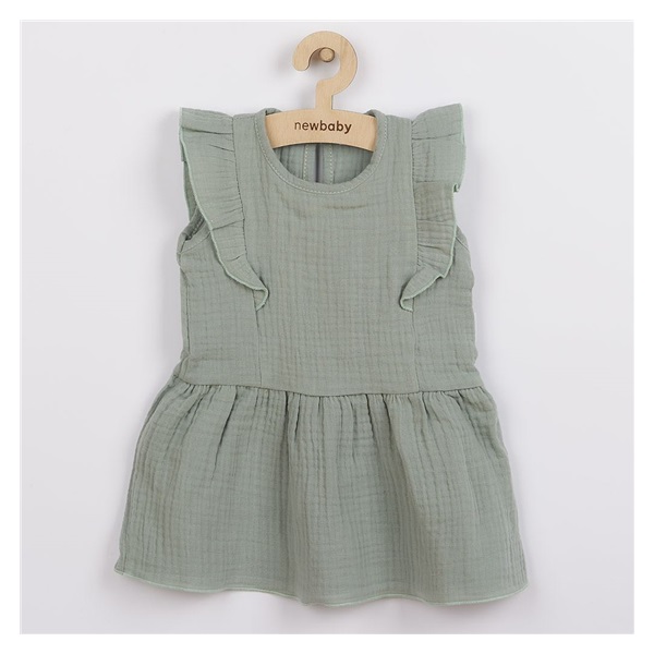 Dojčenské mušelínové šaty New Baby Summer Nature Collection mätové