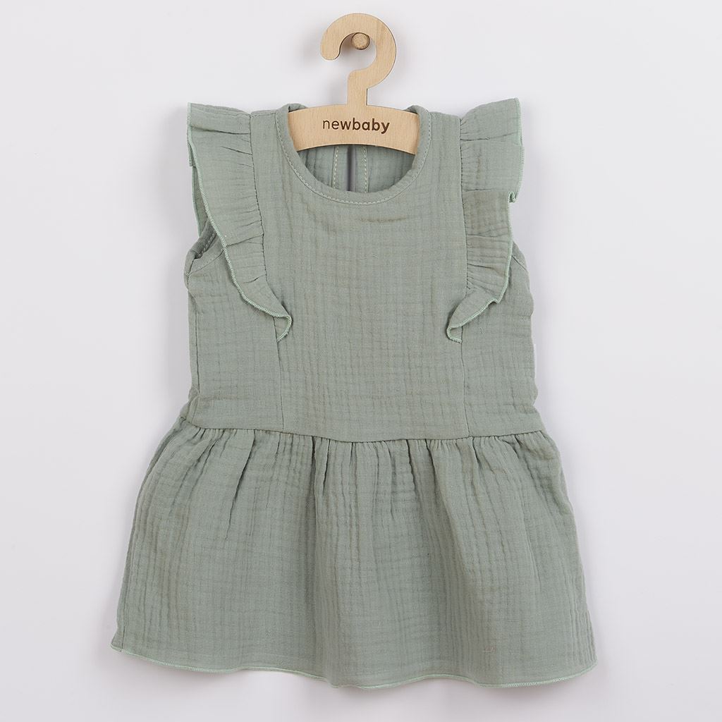 Dojčenské mušelínové šaty Summer Nature Collection mätové 62