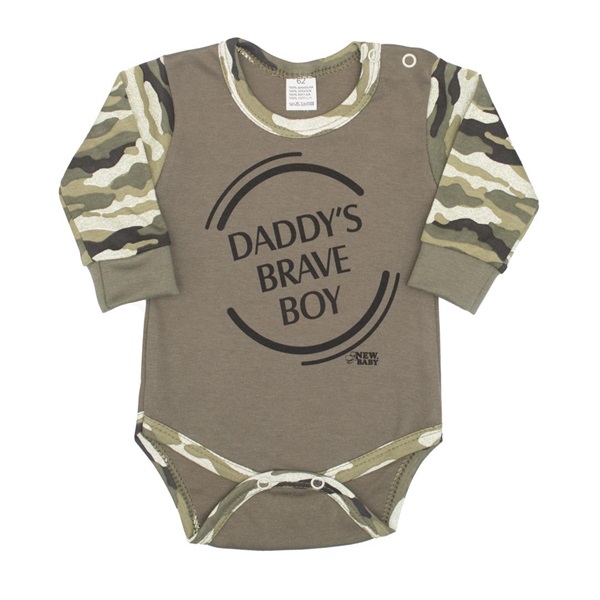 Dojčenské body s dlhým rukávom New Baby Army boy