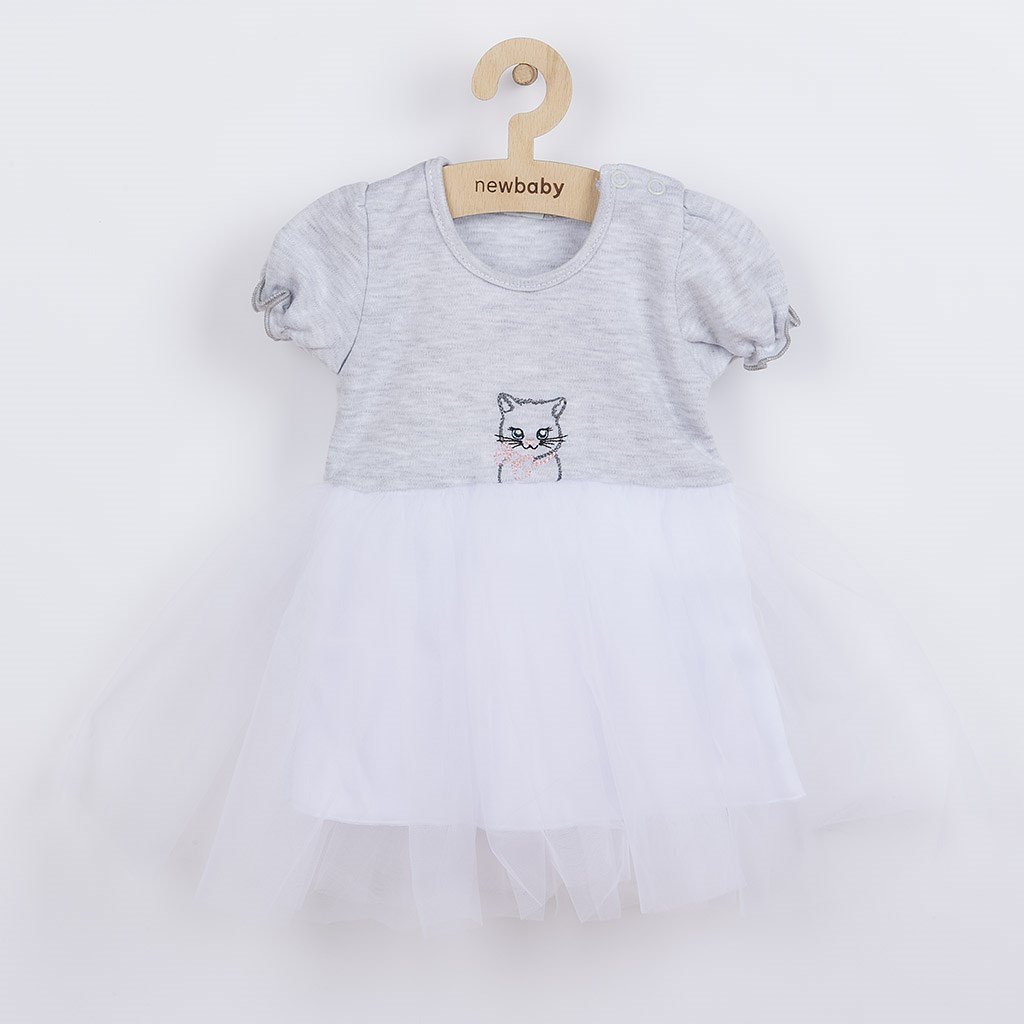 Dojčenské šatôčky s tylovou sukienkou New Baby Wonderful sivé-92 (18-24m)