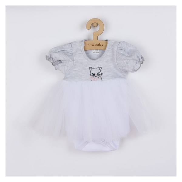 Dojčenské body s tylovou sukienkou New Baby Wonderful sivé