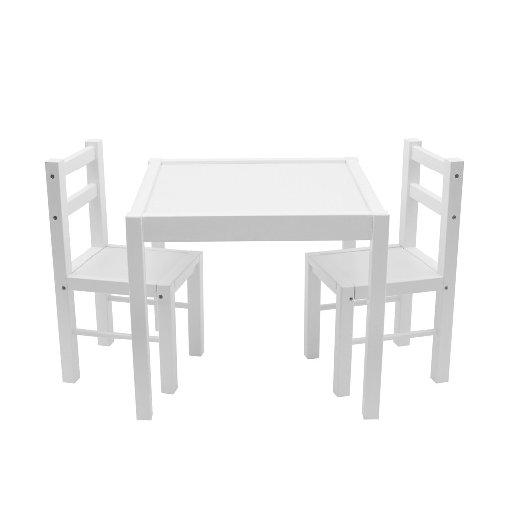 Detský drevený stôl so stoličkami New Baby PRIMA biely Biela