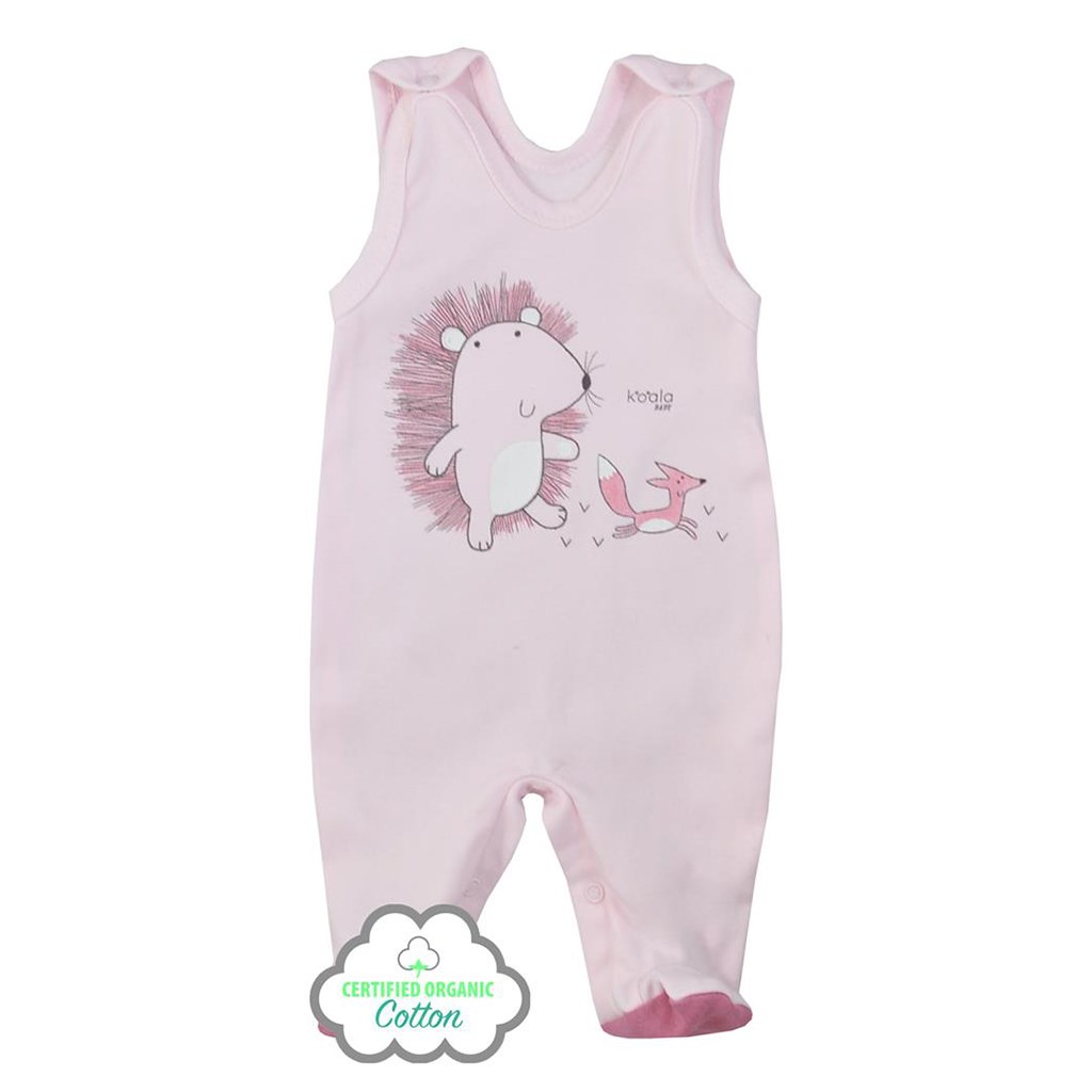 Dojčenské dupačky z organickej bavlny Koala Lesný Priateľ ružové-62 (3-6m)