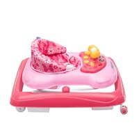 Detské chodítko Baby Mix s volantom a silikónovými kolieskami ružové