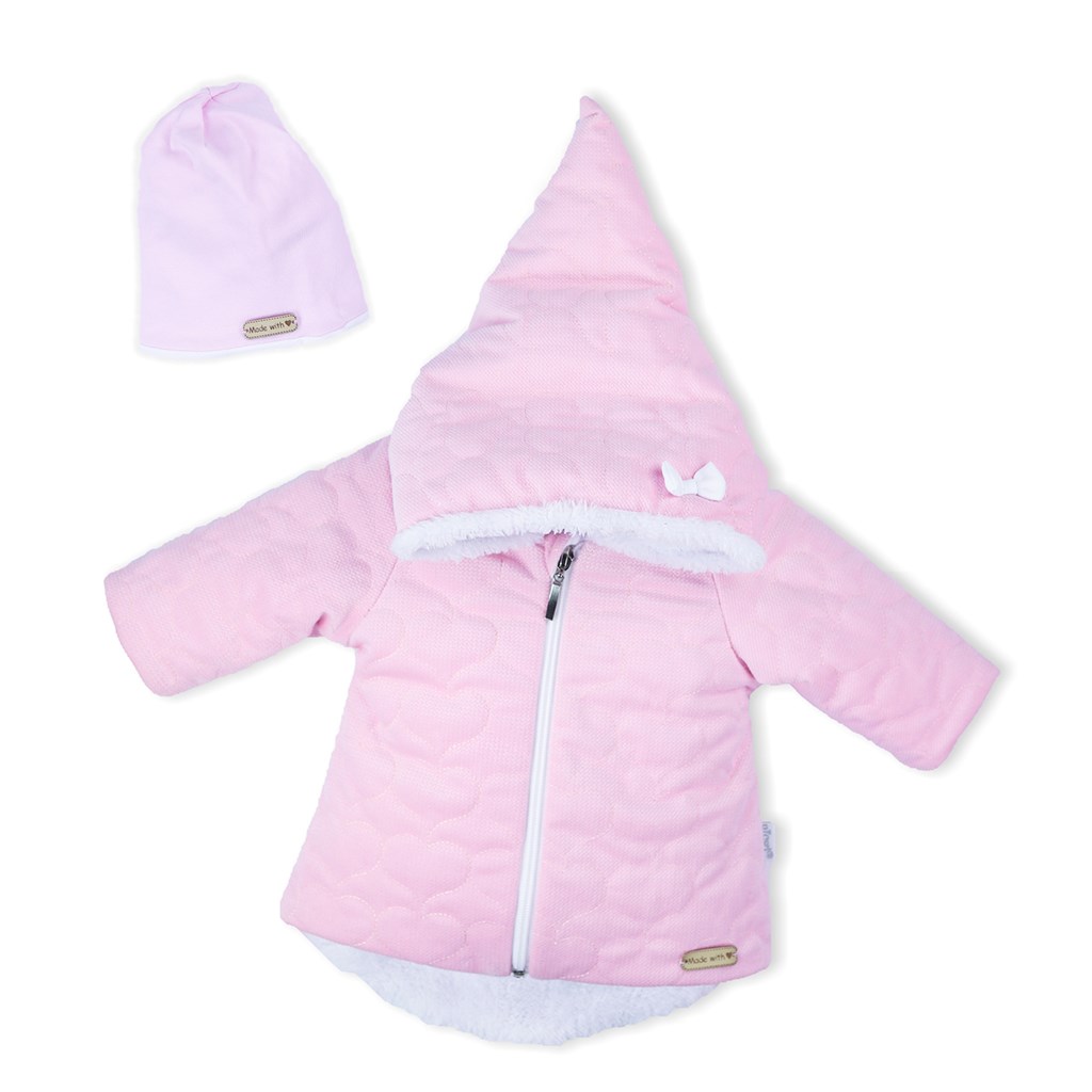 Zimný dojčenský kabátik s čiapočkou Nicol Kids Winter ružový-62 (3-6m)