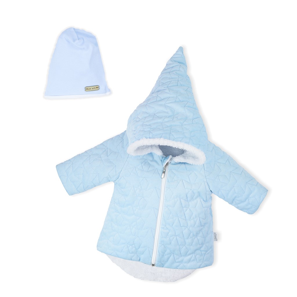 Zimný dojčenský kabátik s čiapočkou Nicol Kids Winter modrý-62 (3-6m)