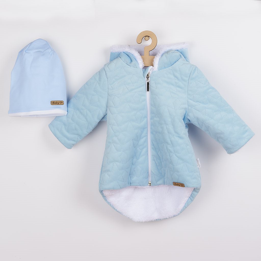 Zimný dojčenský kabátik s čiapočkou Nicol Kids Winter modrý-74 (6-9m)