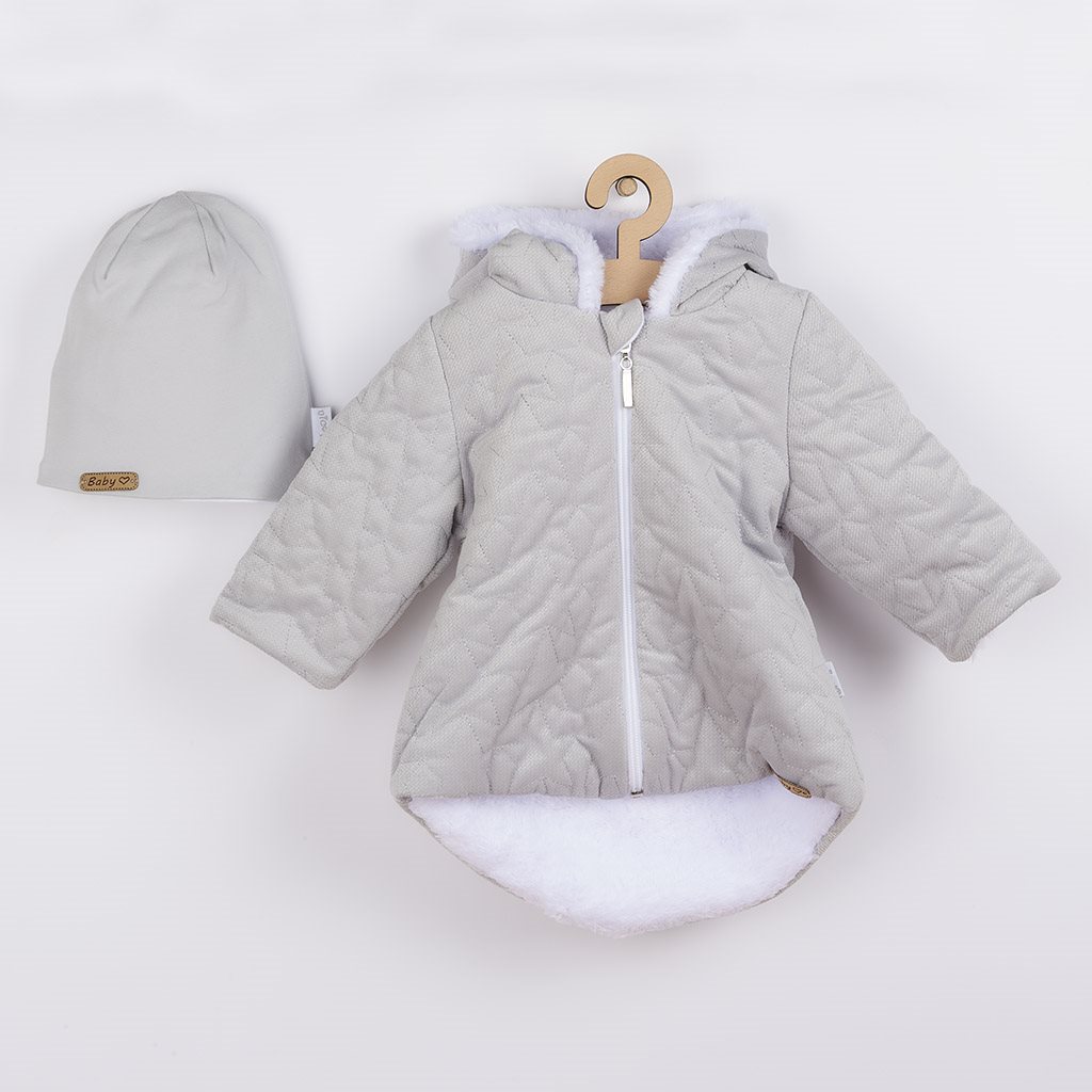 Zimný dojčenský kabátik s čiapočkou Nicol Kids Winter sivý-62 (3-6m)