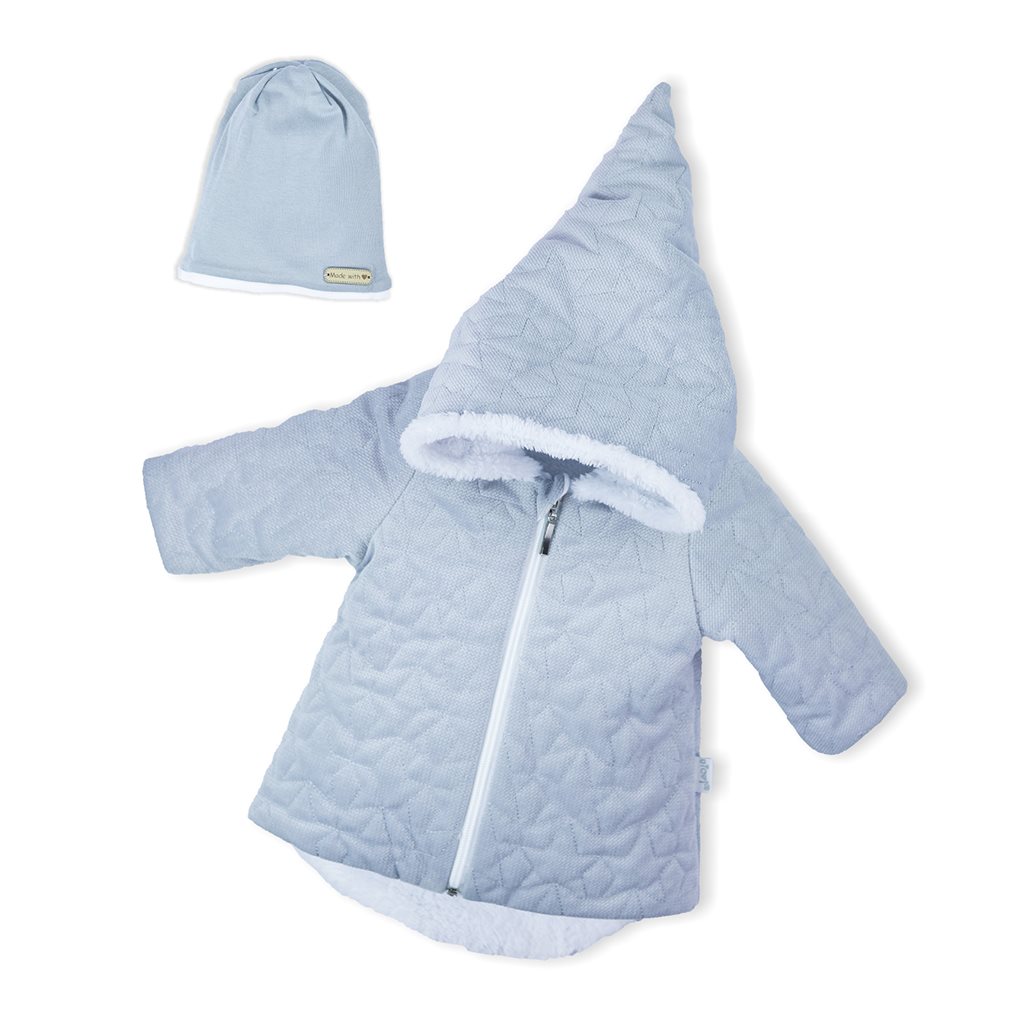 Zimný dojčenský kabátik s čiapočkou Nicol Kids Winter sivý-68 (4-6m)