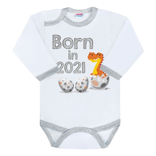 Body s potlačou New Baby Born in 2021 sivo-biele