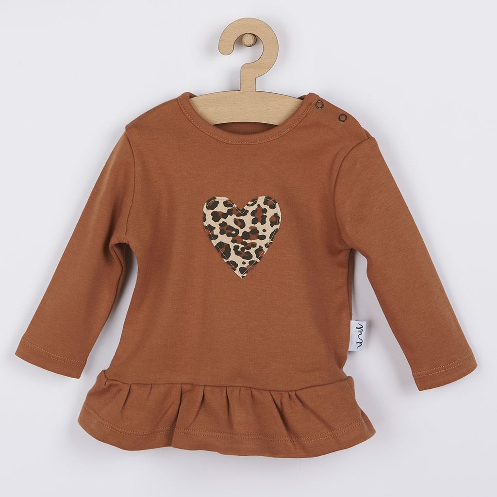 Dojčenské bavlnené tričko Nicol Mia hnedé-74 (6-9m)