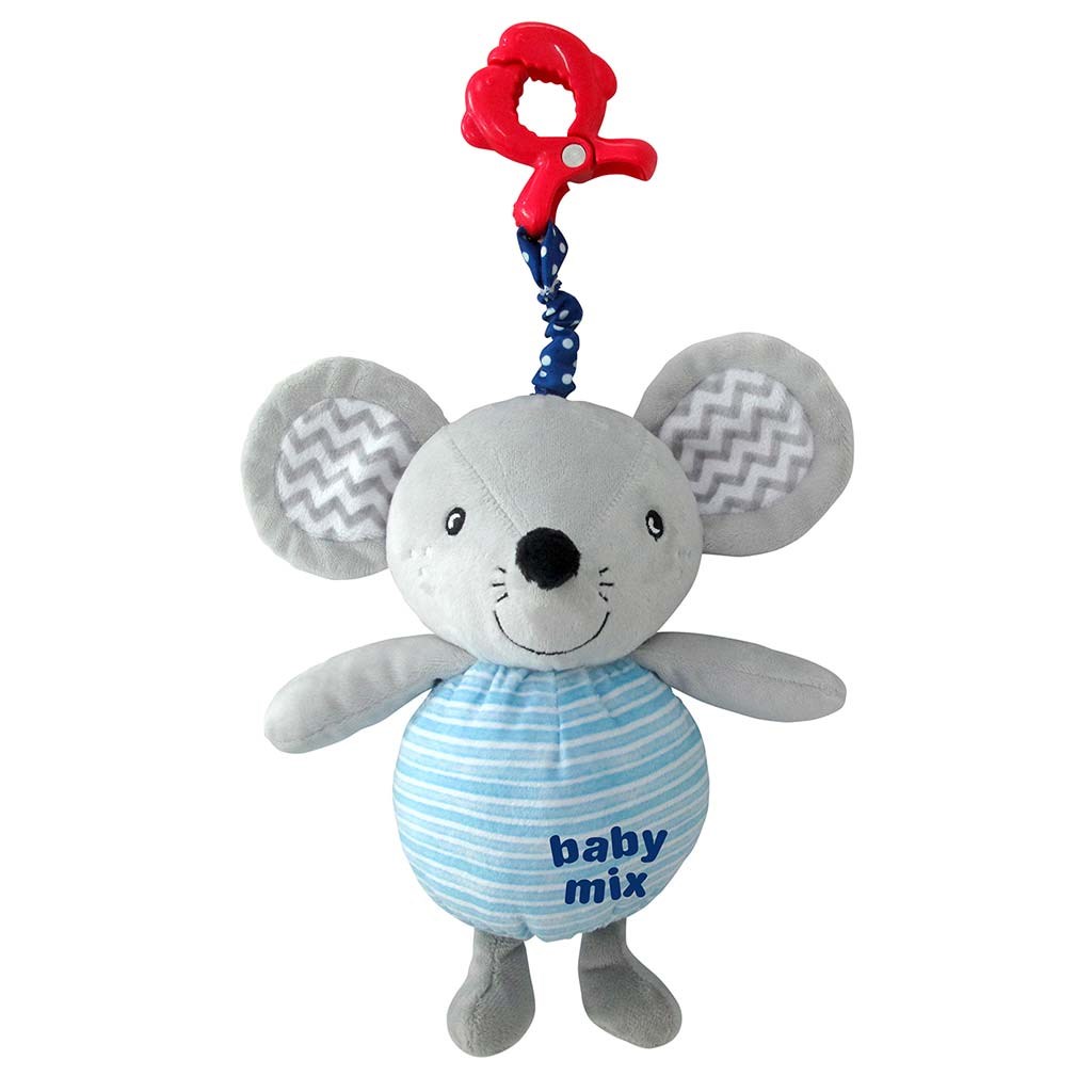Detská plyšová hračka s hracím strojčekom a klipom Baby Mix Myška 