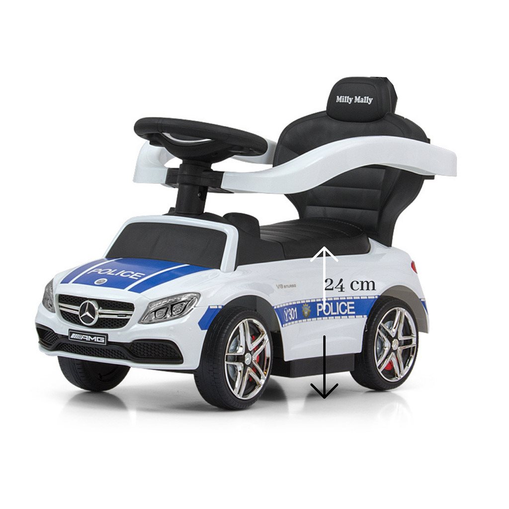 Detské odrážadlo s vodiacou tyčou Mercedes Benz AMG C63 Coupe Milly Mally Police
