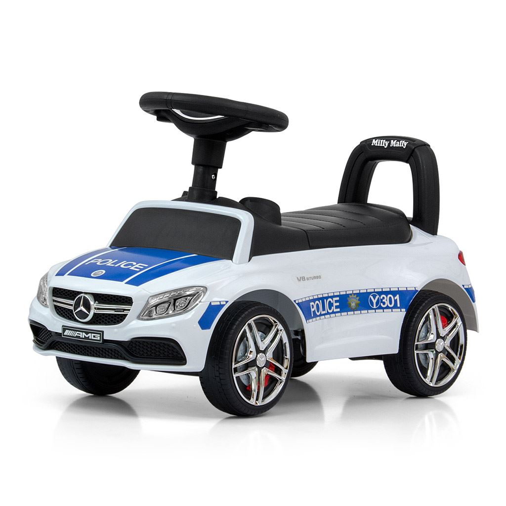 Detské odrážadlo Mercedes Benz AMG C63 Coupe Milly Mally Police, Biela