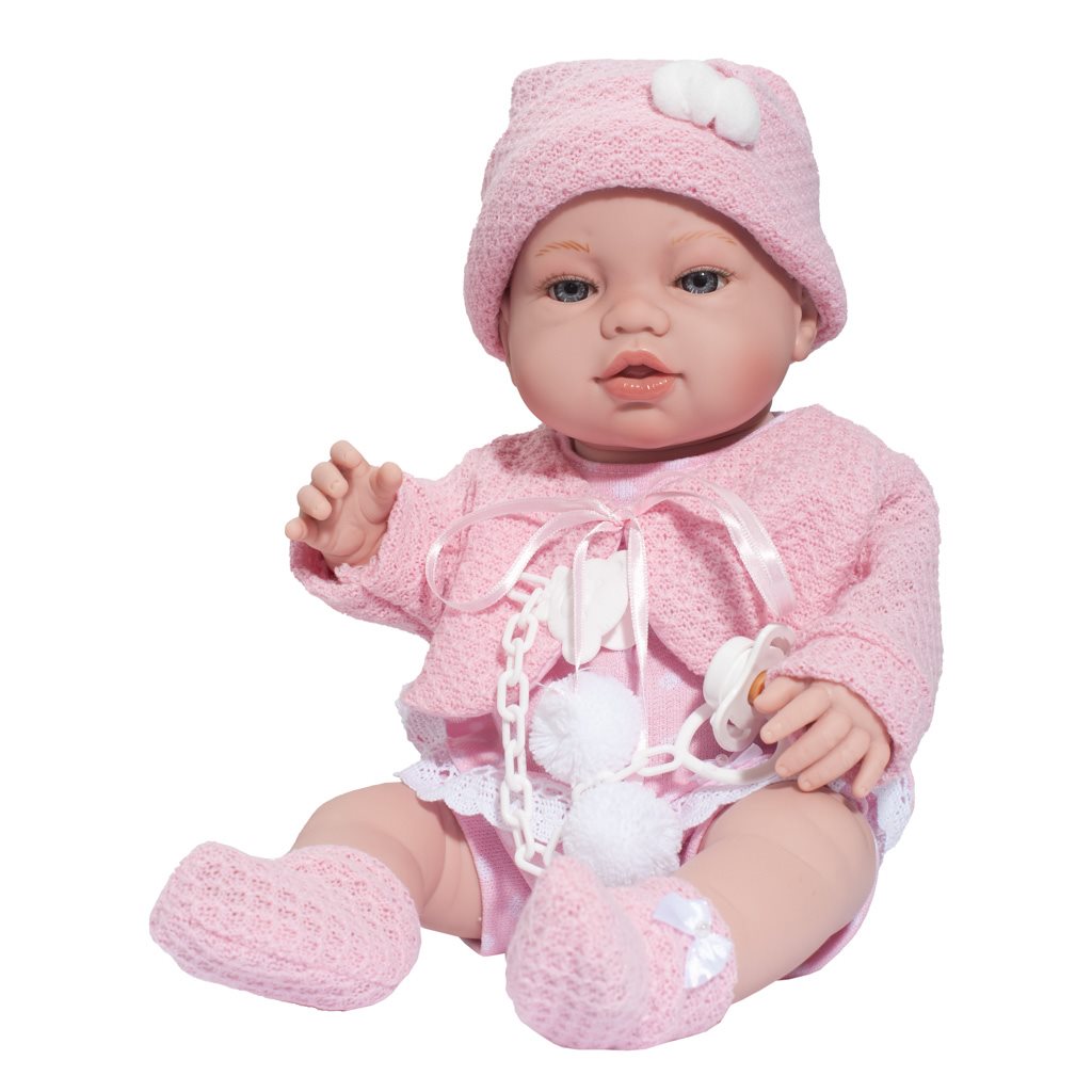 Luxusná detská bábika-bábätko Berbesa Nela 43cm, Ružová
