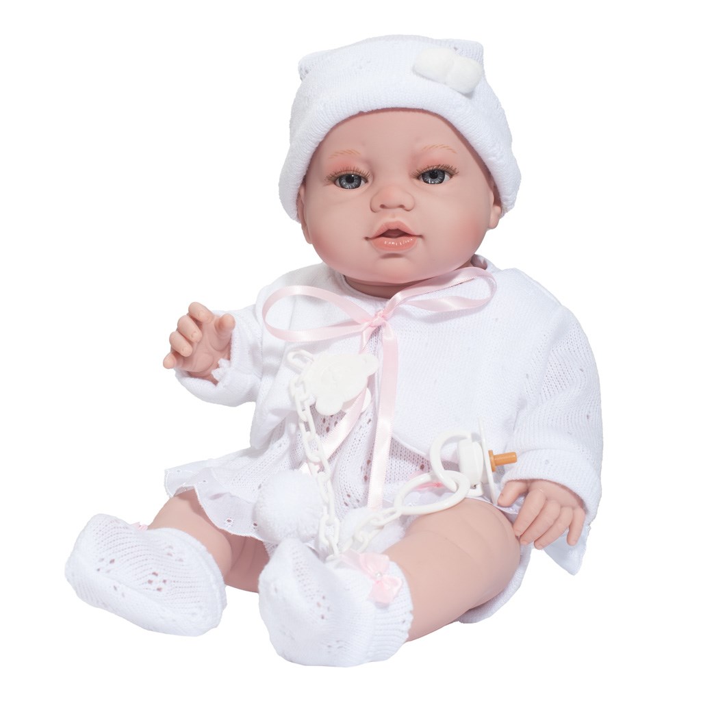 Luxusná detská bábika-bábätko Berbesa Terezka 43cm, Biela