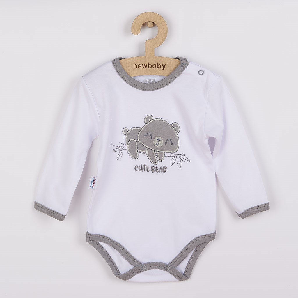 Obrázok Dojčenské bavlnené body s dlhým rukávom New Baby Cute Bear Biela 56 (0-3m)