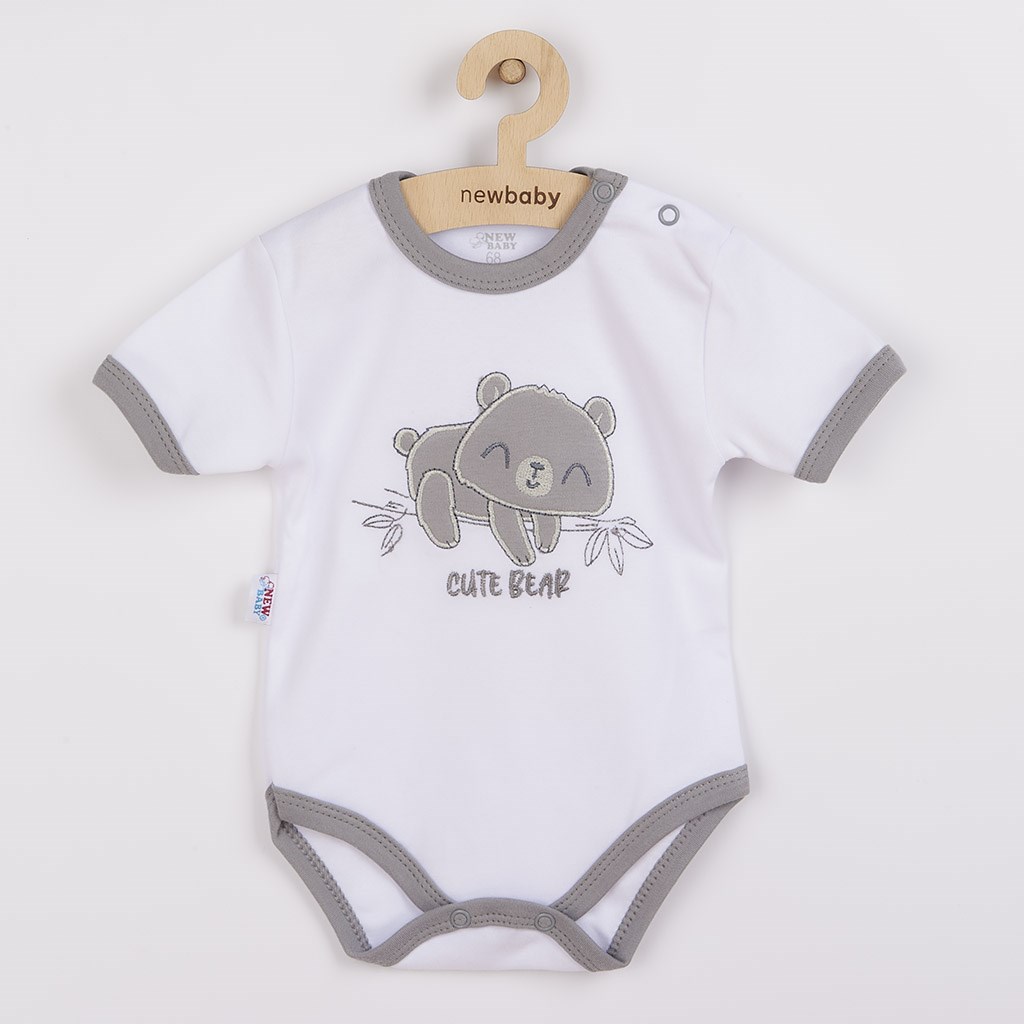 Dojčenské bavlnené body s krátkym rukávom Cute Bear 68