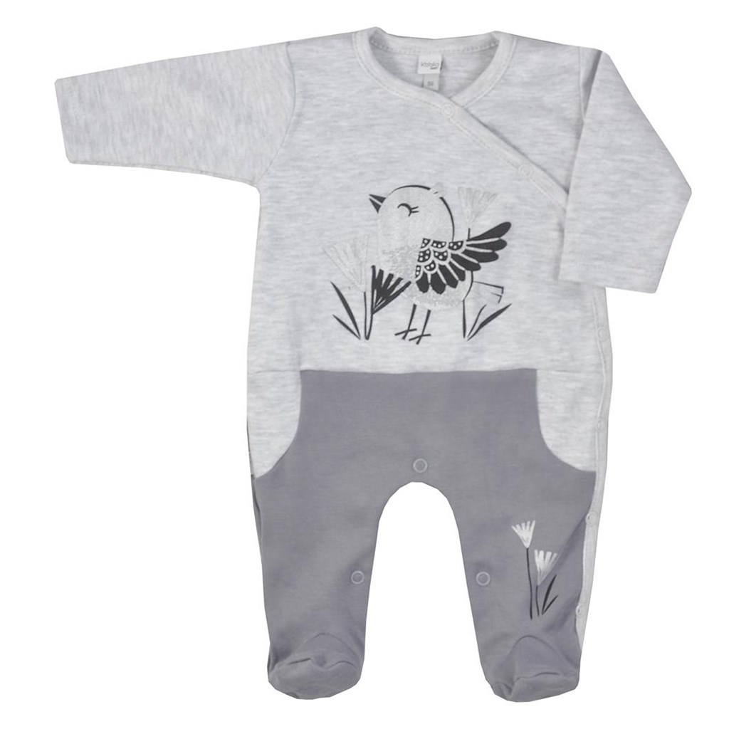 Dojčenský bavlnený overal Birdy sivý 68