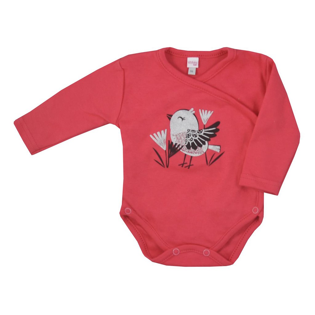 Dojčenské bavlnené body s bočným zapínaním Koala Birdy tmavo ružové