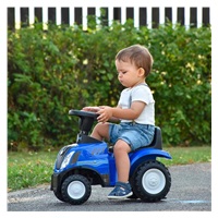 Detské odrážadlo traktor s vlečkou a náradim Baby Mix New Holland modrý