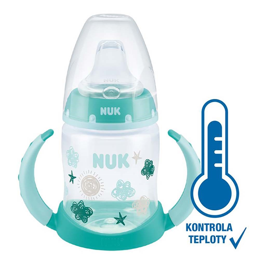 Dojčenská fľaša na učenie NUK s kontrolou teploty 150 ml zelená