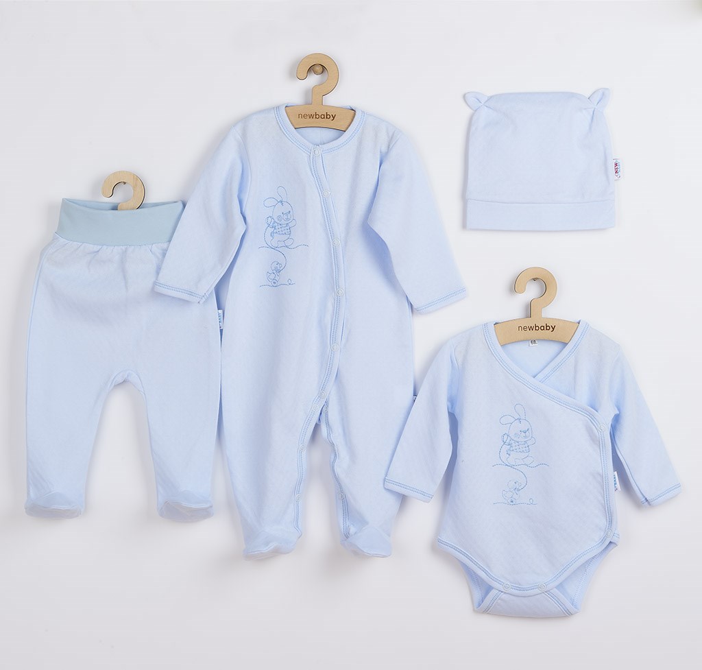 Dojčenská bavlnená súprava New Baby Good Friends modrá-56 (0-3m)