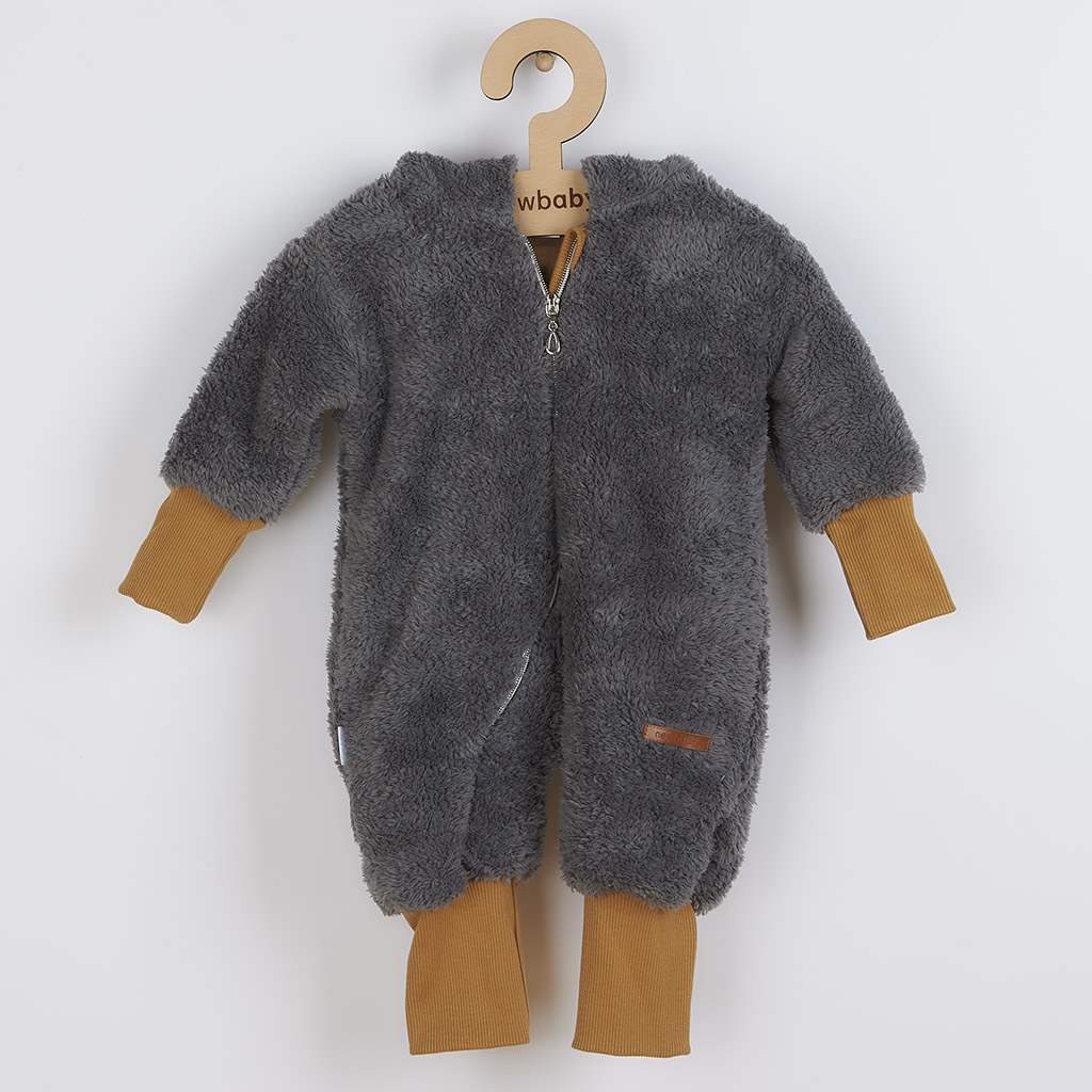 Luxusný detský zimný overal New Baby Teddy bear sivý, Sivá, 56 (0-3m)