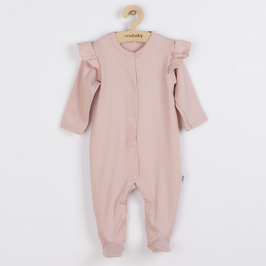 Dojčenský bavlnený overal New Baby Practical ružový dievča-56 (0-3m)