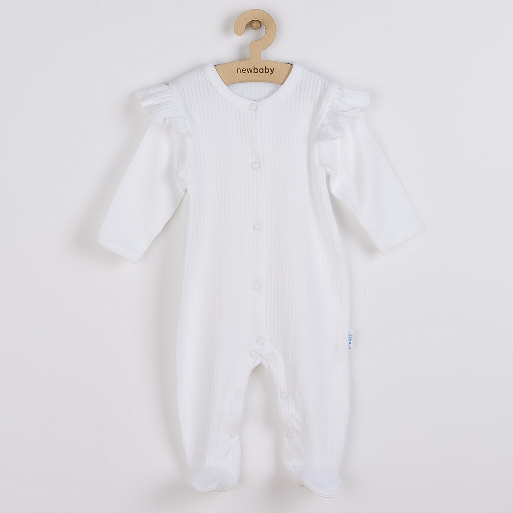 Dojčenský bavlnený overal New Baby Practical biely dievča-56 (0-3m)