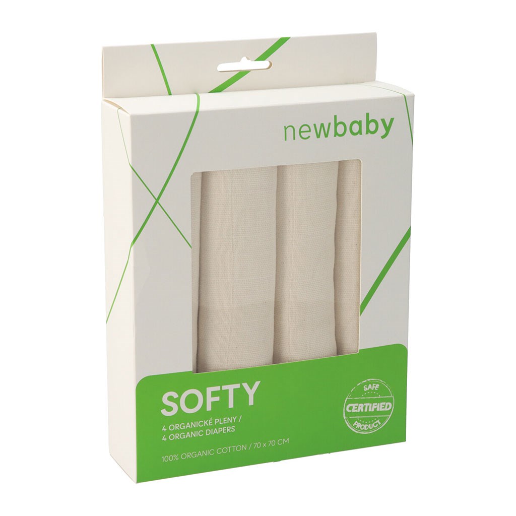 Látkové plienky z organickej bavlny New Baby Softy 70 x 70 cm 4 ks