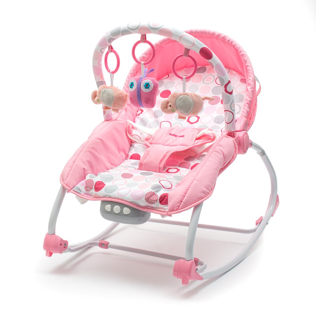 Multifunkčné hojdacie lehátko pre miminko Baby Mix ružovo-biele Ružová