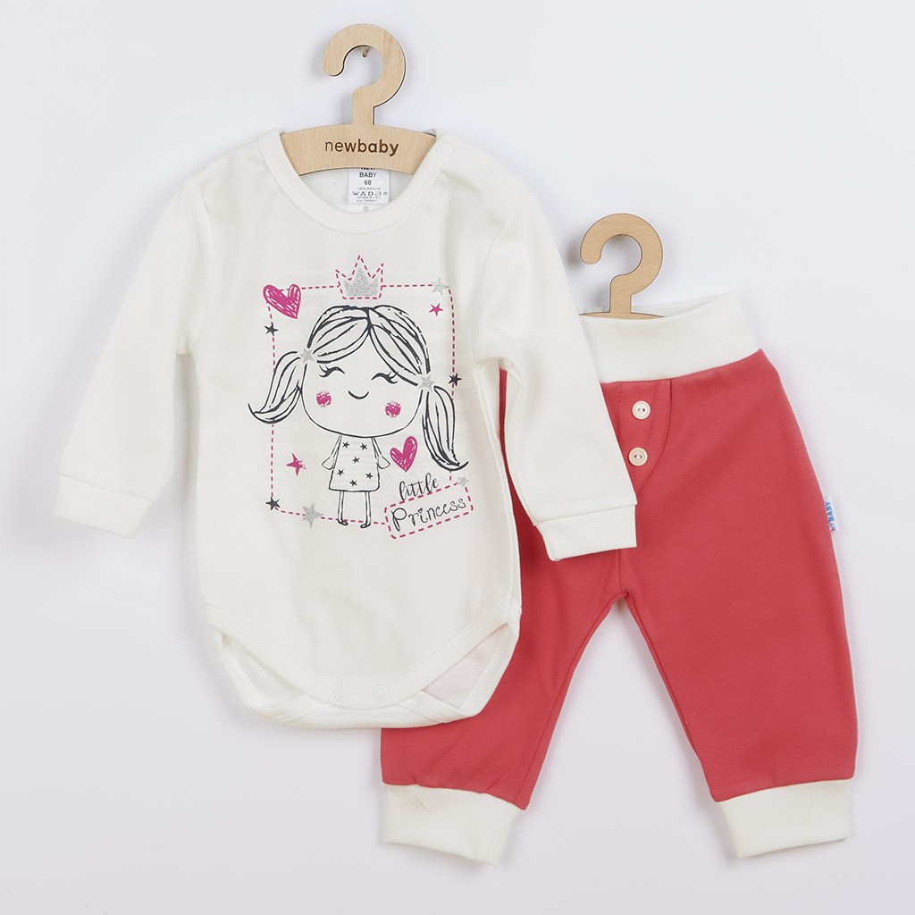 2-dielna bavlnená súprava New Baby Funny smotanovo-ružová 80 (9-12m)