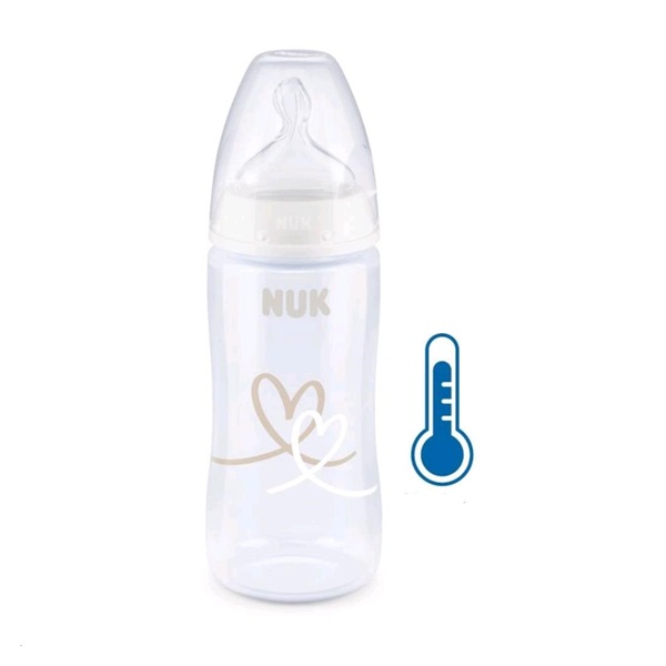 Dojčenská fľaša NUK FC+Temperature Control 300 ml BOX-Flow Control cumlík white