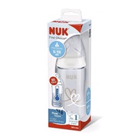 Dojčenská fľaša NUK FC+Temperature Control 300 ml BOX-Flow Control cumlík white