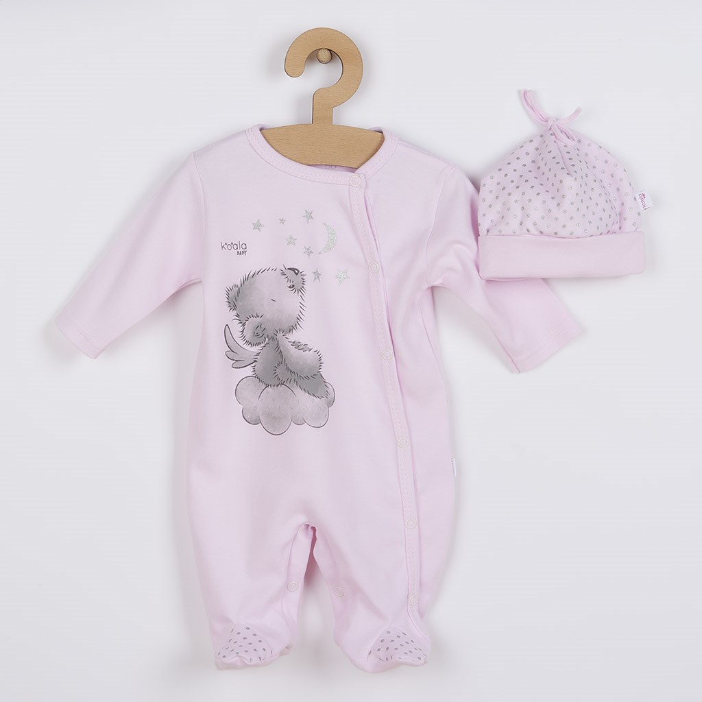 Dojčenský overal s čiapočkou Koala Angel ružový