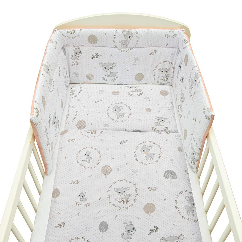 3-dielne posteľné obliečky New Baby 90/120 cm Srnka sivo-rúžové