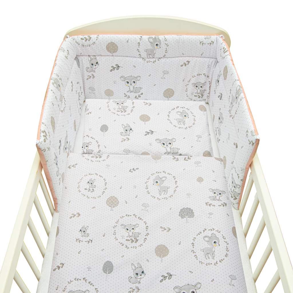 3-dielne posteľné obliečky New Baby 100/135 cm Srnka sivo-rúžové, Ružová