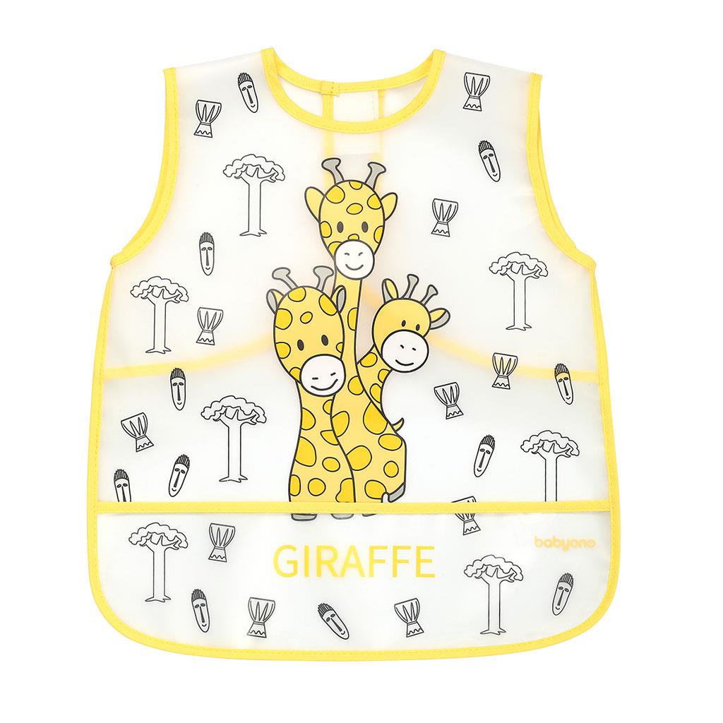 Umývateľný podbradník - zástera 30x35 cm Baby Ono žirafy Žltá