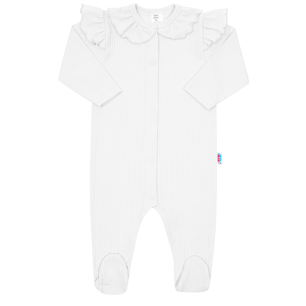 Dojčenský bavlnený overal New Baby Stripes biely-56 (0-3m)