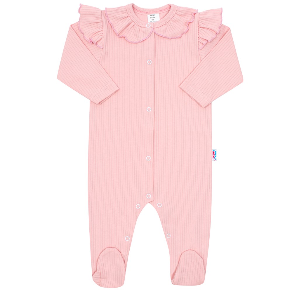 Dojčenský bavlnený overal New Baby Stripes ružový-74 (6-9m)