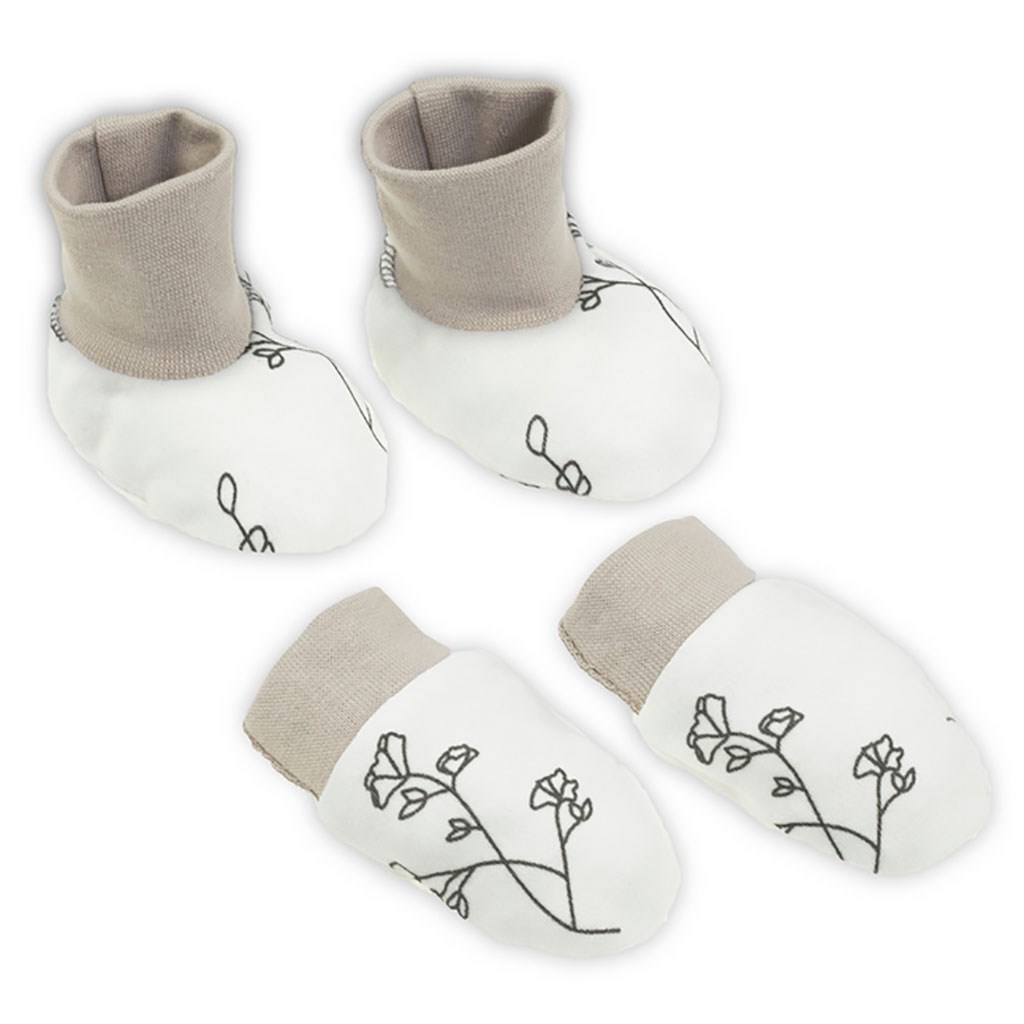 Dojčenský bavlnený set-capačky a rukavičky Nicol Ella biele