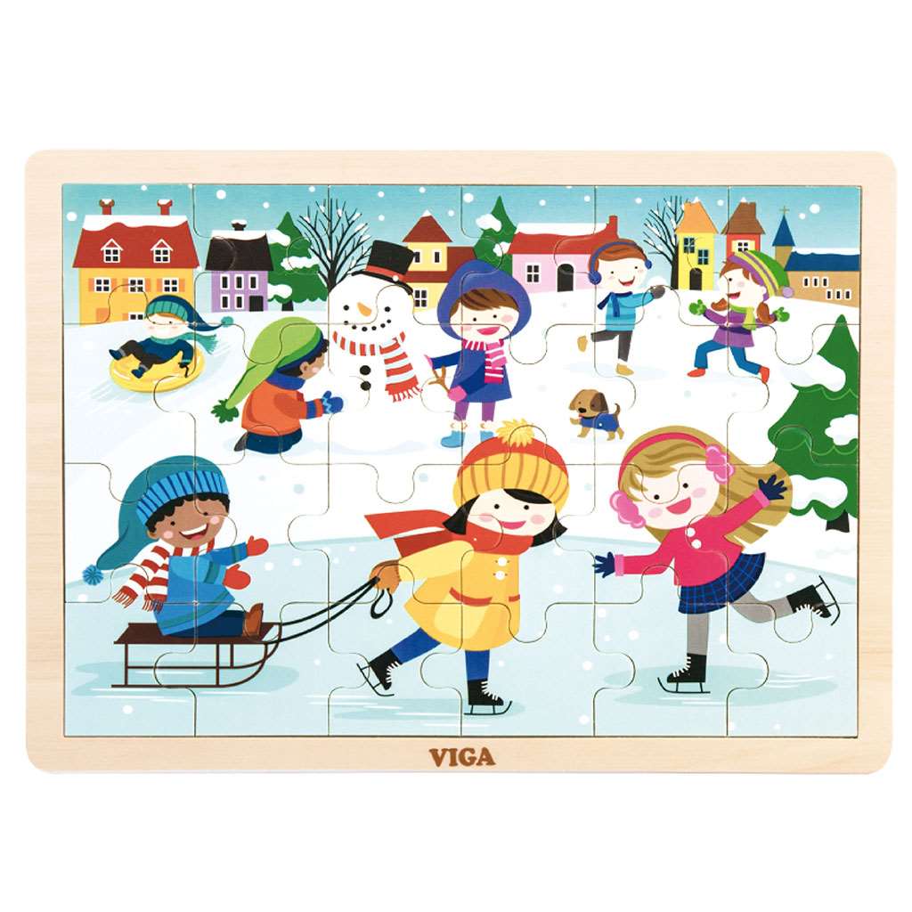 Detské drevené puzzle Viga Zima
