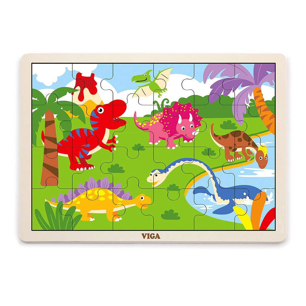 Detské drevené puzzle Viga Dino