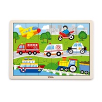 Detské drevené puzzle Viga Vozidla