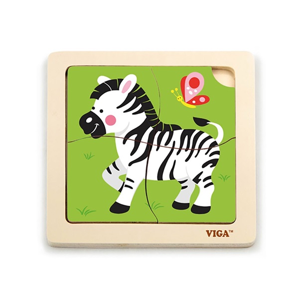 Drevené puzzle pre najmenších Viga 4 ks Zebra