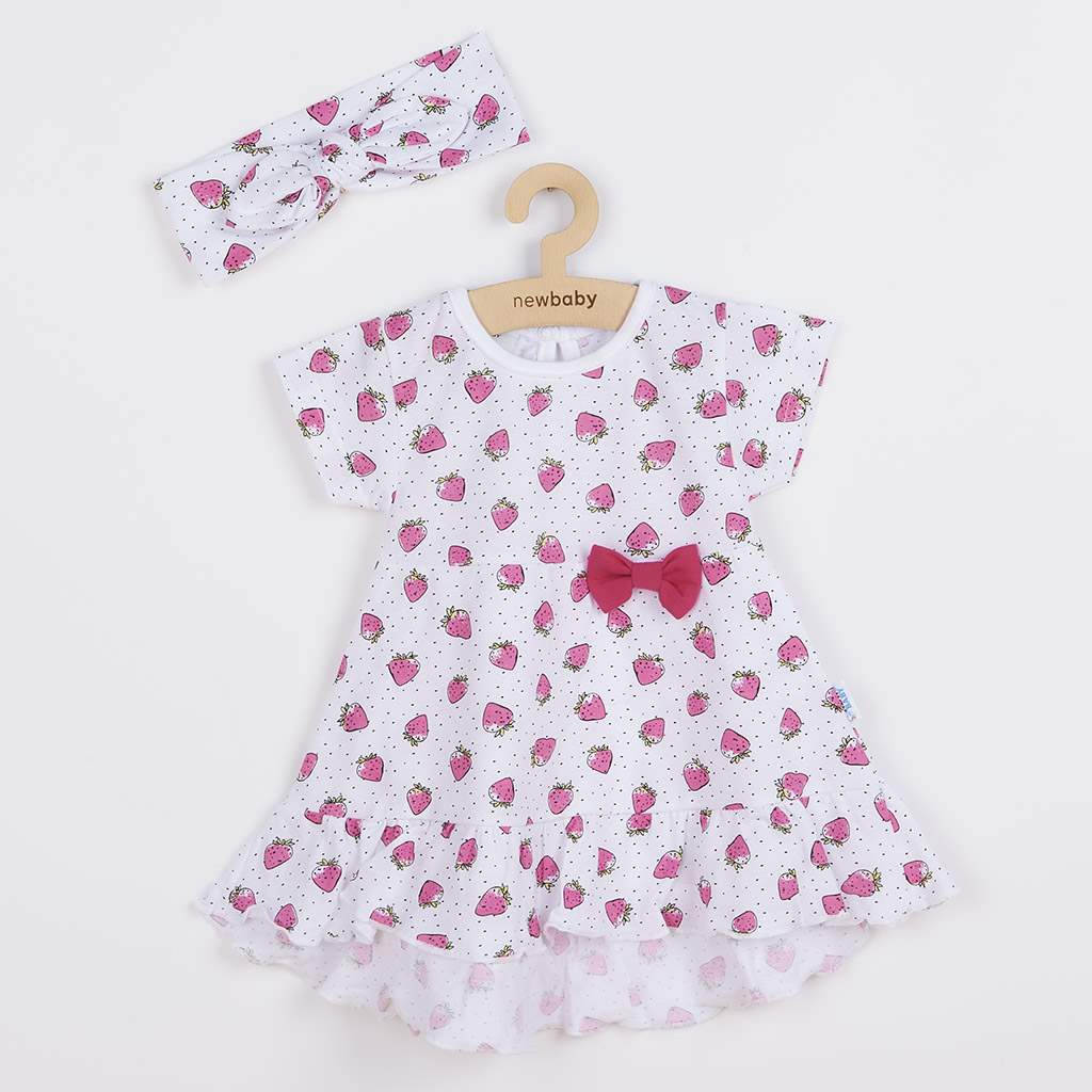 Dojčenské bavlnené šatôčky s čelenkou New Baby Strawbery-62 (3-6m)